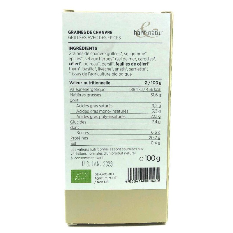 Graines de chanvre bio grillées & épicées | Hanf Natur