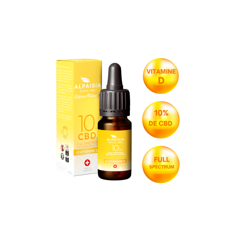 Huile CBD 10% full spectrum & vitamine D | ALPAISIA