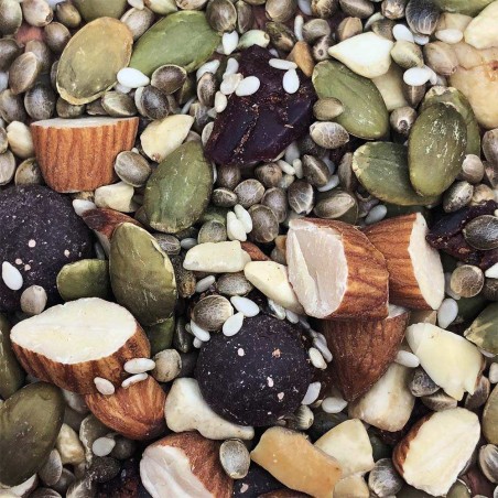 Mélange graines amandes et noix de cajou Trail mix au chanvre chocolat & noix